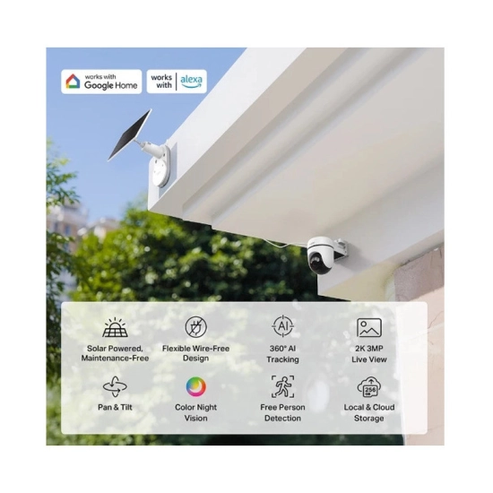 Nadzorna IP kamera TP-LINK Tapo C610, vanjska, senzor pokreta, noćni vid, 3MP, 2K, bežična, IPX5, bijela + Tapo A201 Solarni panel