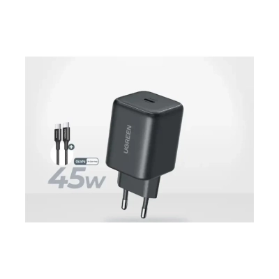 Kućni punjač UGREEN X524, 45W, USB C, Quick Charge, GaN, crni, set Kućni punjač UGREEN X524, 45W, USB C, Quick Charge, GaN, crni, set