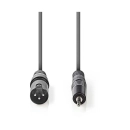 Kabel NEDIS COTH15300GY30, 3-pin XLR (M) na 3.5mm (M), 3m, tamno sivi