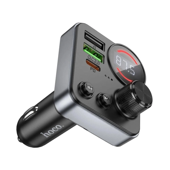 FM transmiter za auto HOCO E62, LCD zaslon, Bluetooth, USB C, 2x USB A, Power Delivery 3.0, Quick Charge 3.0, crni