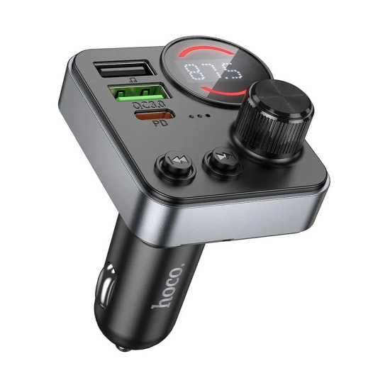 FM transmiter za auto HOCO E62, LCD zaslon, Bluetooth, USB C, 2x USB A, Power Delivery 3.0, Quick Charge 3.0, crni