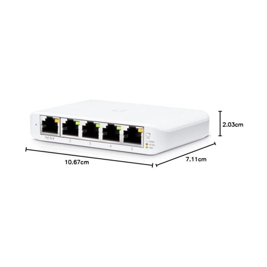 Switch UBIQUITI USW-Flex-Mini-3, 5-portni, RJ45, 1x Poe, USB C, bijeli Switch UBIQUITI USW-Flex-Mini-3, 5-portni, RJ45, 1x Poe, USB C, bijeli
