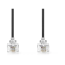 Kabel telefonski NEDIS TCGL90200BK20, RJ11 (M) na RJ11 (M), Gold plated, 2m, crni, label