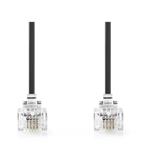 Kabel telefonski NEDIS TCGL90200BK20, RJ11 (M) na RJ11 (M), Gold plated, 2m, crni, label Kabel telefonski NEDIS TCGL90200BK20, RJ11 (M) na RJ11 (M), Gold plated, 2m, crni, label