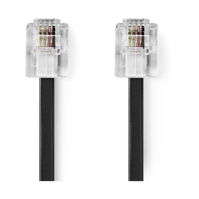 Kabel telefonski NEDIS TCGL90200BK20, RJ11 (M) na RJ11 (M), Gold plated, 2m, crni, label Kabel telefonski NEDIS TCGL90200BK20, RJ11 (M) na RJ11 (M), Gold plated, 2m, crni, label