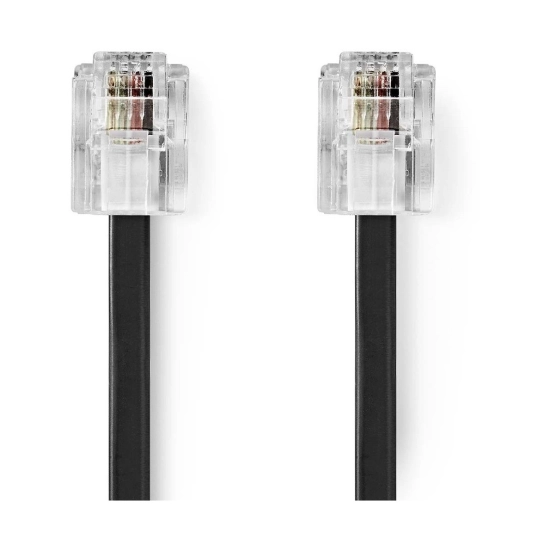 Kabel telefonski NEDIS TCGL90200BK20, RJ11 (M) na RJ11 (M), Gold plated, 2m, crni, label Kabel telefonski NEDIS TCGL90200BK20, RJ11 (M) na RJ11 (M), Gold plated, 2m, crni, label