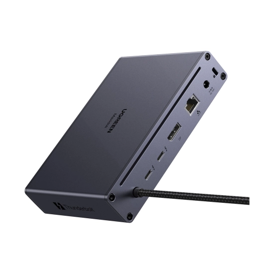 Docking station UGREEN Maxidok 10u1 U712, 2x Thunderbolt 5, 3x USB A, DisplayPort, RJ45, čitač kartica TF/SD, sivi