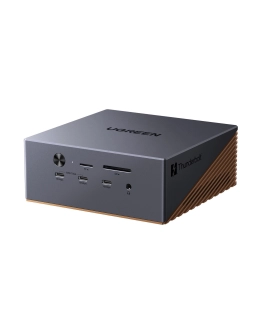 Docking station UGREEN Maxidok 17u1 U716, 2x Thunderbolt 5, 3x USB C, 3x USB A, DisplayPort, RJ45, čitač kartica TF/SD, 3x 3.5mm, sivi