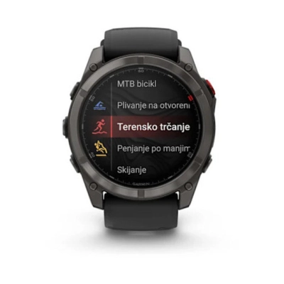 Pametni sportski sat GARMIN fenix 8 PRO, 010-03199-11, 51mm, Sapphire, Titanij tamnosive boje s DLC slojem sa silikonskim remenom crne boje/boje sivog šljunka   - GARMIN Fenix 8 PRO