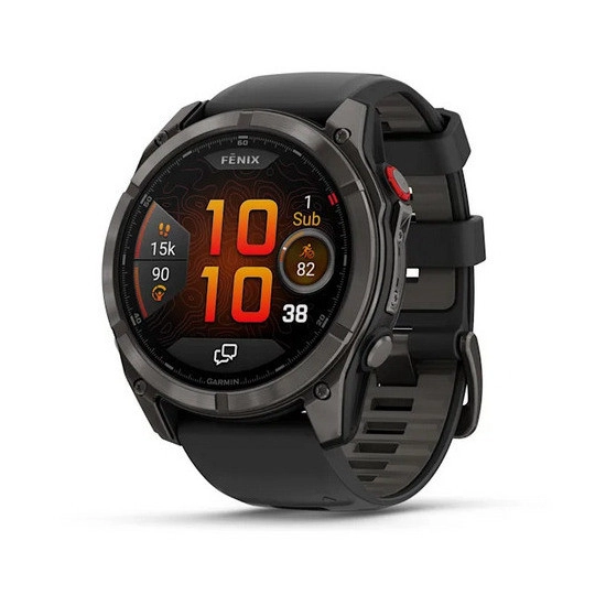 Pametni sportski sat GARMIN fenix 8 PRO, 010-03199-11, 51mm, Sapphire, Titanij tamnosive boje s DLC slojem sa silikonskim remenom crne boje/boje sivog šljunka