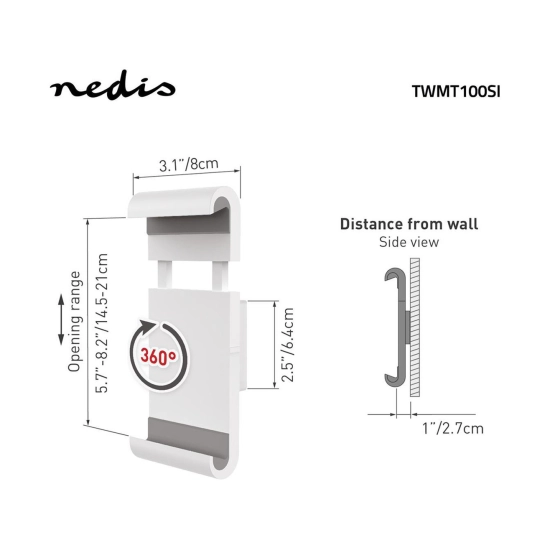 Nosač za tablet NEDIS TWMT100SI, 7-12 incha, zidni, sivi