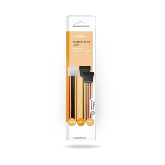 Kabel NEDIS CCGB73520VA015, MOLEX (M) na 2x SATA 15-Pin (Ž), 0.15m, višebojni, kutija Kabel NEDIS CCGB73520VA015, MOLEX (M) na 2x SATA 15-Pin (Ž), 0.15m, višebojni, kutija