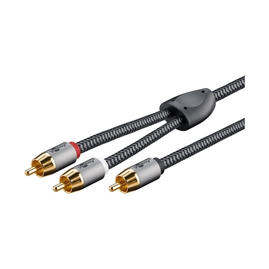 Kabel GOOBAY 65300, RCA (M) na 2x RCA (M), Gold plated, pleteni, 2m, crni, polybag Kabel GOOBAY 65300, RCA (M) na 2x RCA (M), Gold plated, pleteni, 2m, crni, polybag
