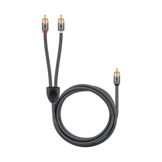 Kabel GOOBAY 65300, RCA (M) na 2x RCA (M), Gold plated, pleteni, 2m, crni, polybag Kabel GOOBAY 65300, RCA (M) na 2x RCA (M), Gold plated, pleteni, 2m, crni, polybag