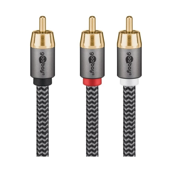 Kabel GOOBAY 65300, RCA (M) na 2x RCA (M), Gold plated, pleteni, 2m, crni, polybag Kabel GOOBAY 65300, RCA (M) na 2x RCA (M), Gold plated, pleteni, 2m, crni, polybag