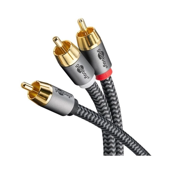 Kabel GOOBAY 65300, RCA (M) na 2x RCA (M), Gold plated, pleteni, 2m, crni, polybag Kabel GOOBAY 65300, RCA (M) na 2x RCA (M), Gold plated, pleteni, 2m, crni, polybag