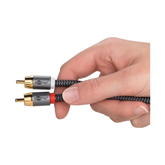 Kabel GOOBAY 65300, RCA (M) na 2x RCA (M), Gold plated, pleteni, 2m, crni, polybag Kabel GOOBAY 65300, RCA (M) na 2x RCA (M), Gold plated, pleteni, 2m, crni, polybag