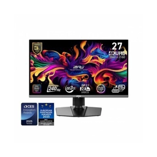 Monitor 27incha MSI MPG 272URX, MONMSI00036, 4K UHD, OLED 240Hz, 250cd/m2, 1500000:1, USB C, 2x USB A, crni Monitor 27incha MSI MPG 272URX, MONMSI00036, 4K UHD, OLED 240Hz, 250cd/m2, 1500000:1, USB C, 2x USB A, crni
