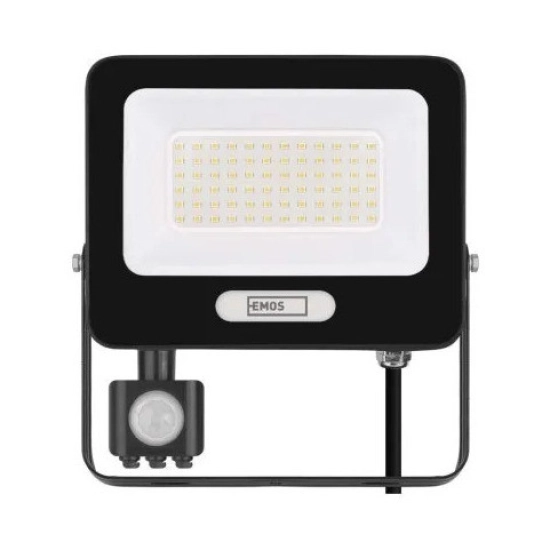 Reflektor LED EMOS GLARO PIR ZS2344B, 50W, 4000K, 5000lm, IP54, crni