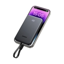 Prijenosno napajanje powerbank UGREEN, 10.000 mAh, USB C, USB A, integrirani USB C kabel, Power Delivery 2.0, Quick Charge 3.0, crno