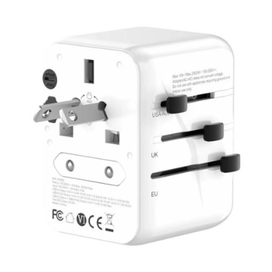 Putni adapter MAXPOWER 635DQ Gan, 1X PD Type C + 2X USB A, 20W, bijeli Putni adapter MAXPOWER 635DQ Gan, 1X PD Type C + 2X USB A, 20W, bijeli