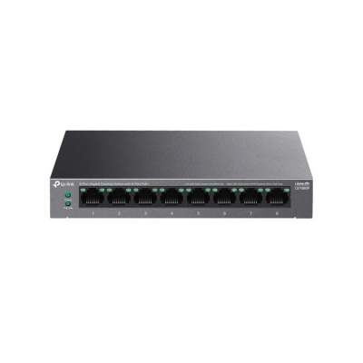 Switch TP-LINK LS108GP, 8-portni, RJ45, 8x PoE+, sivi