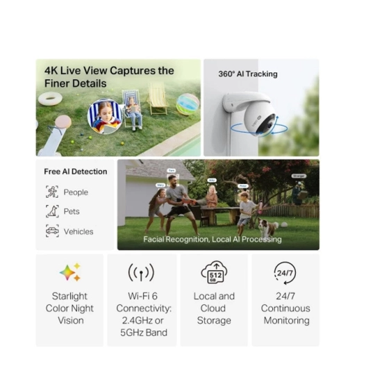 Nadzorna IP kamera TP-LINK Tapo C560WS, vanjska, senzor pokreta, noćni vid, 8MP, 4K UHD, bežična, IPX6, bijela