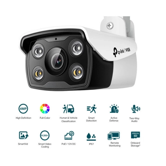 Nadzorna IP kamera TP-LINK VIGI C340, vanjska, senzor pokreta, noćni vid, 4MP, 2K, bežična, IPX6, bijela