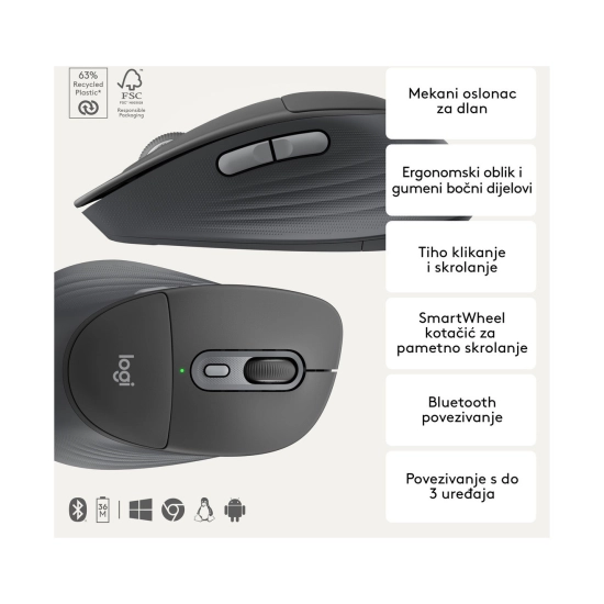 Tipkovnica + Miš LOGITECH MK880, bežični, Bluetooth, USB C, HR Layout, RGB, crno Tipkovnica + Miš LOGITECH MK880, bežični, Bluetooth, USB C, HR Layout, RGB, crno