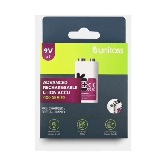 Baterija punjiva LI-ION USB C UNIROSS, E-Block, 9 V, 400mAh, USB C, 1 komad Baterija punjiva LI-ION USB C UNIROSS, E-Block, 9 V, 400mAh, USB C, 1 komad