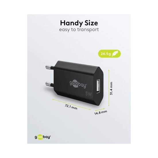 Kućni punjač GOOBAY, 5W, USB A, crni