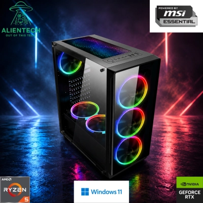 Gaming računalo ALIENTECH Warp Powered by MSI Essential, Ryzen 5 5600X, 16GB, 1TB SSD, GeForce RTX 5050, Windows 11P