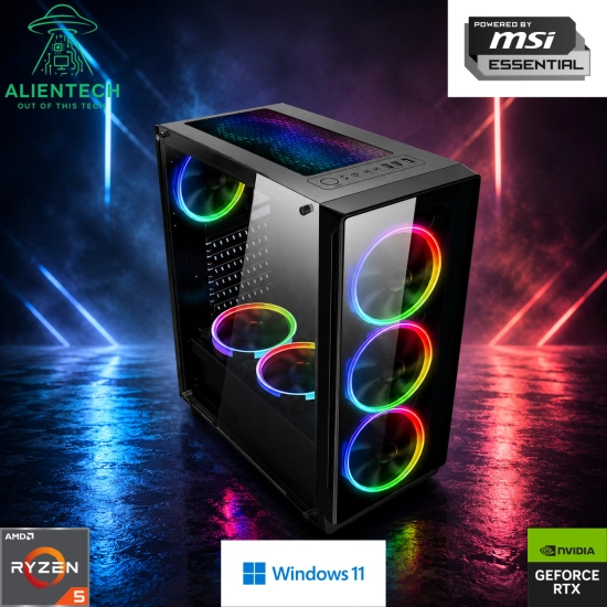 Gaming računalo ALIENTECH Warp Powered by MSI Essential, Ryzen 5 5600X, 16GB, 1TB SSD, GeForce RTX 5050, Windows 11P Gaming računalo ALIENTECH Warp Powered by MSI Essential, Ryzen 5 5600X, 16GB, 1TB SSD, GeForce RTX 5050, Windows 11P