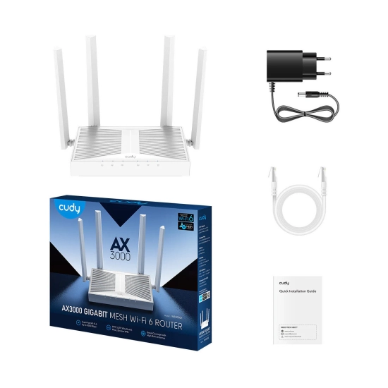 Router CUDY WR3000E, AX3000, WiFi 6, 5-portni, RJ45, bijeli