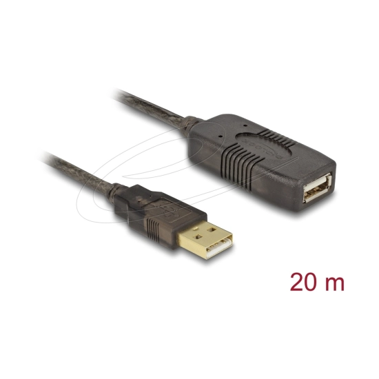 Kabel DELOCK, USB A 2.0 (M) na USB A 2.0 (Ž), produžni, 20m, crni, kutija Kabel DELOCK, USB A 2.0 (M) na USB A 2.0 (Ž), produžni, 20m, crni, kutija
