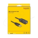Kabel DELOCK, USB A 2.0 (M) na USB A 2.0 (Ž), produžni, 20m, crni, kutija