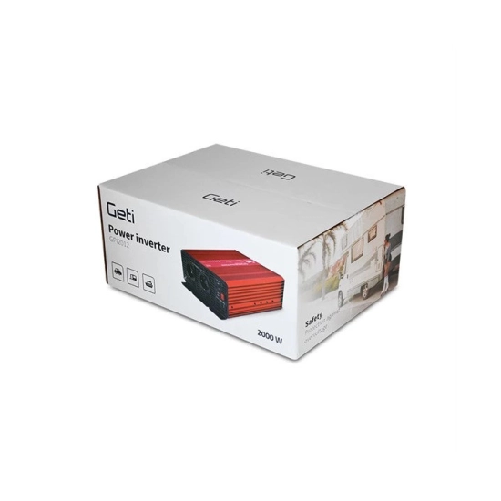 Pretvarač napona GETI GPI 2012, 12V na 230V, 2000W, USB