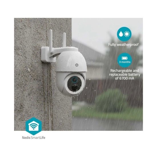 Nadzorna IP kamera NEDIS WIFICBO51WT, vanjska, senzor pokreta, noćni vid, 3MP, FHD, žičana, IPX5, bijela