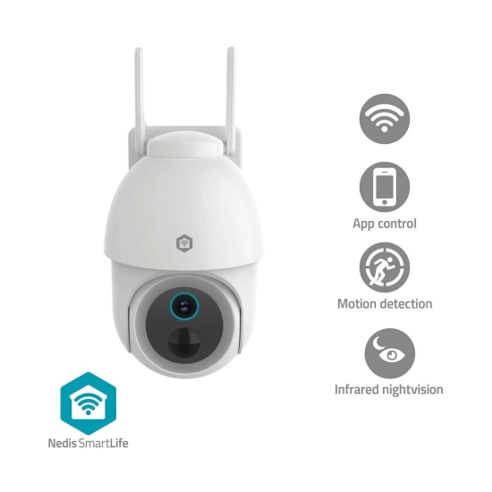 Nadzorna IP kamera NEDIS WIFICBO51WT, vanjska, senzor pokreta, noćni vid, 3MP, FHD, žičana, IPX5, bijela