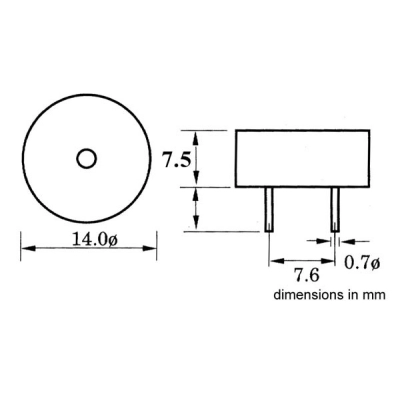 PIEZO BUZZER MINI 12 V   - Zujalice