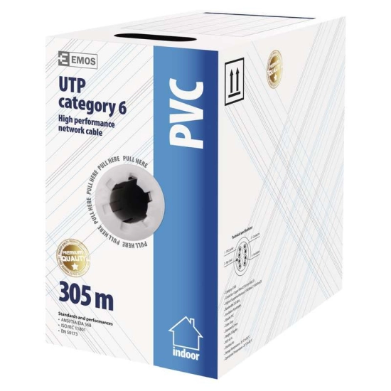Kabel EMOS, CAT6, UTP, puni, 1m (305m KOLUT) Kabel EMOS, CAT6, UTP, puni, 1m (305m KOLUT)