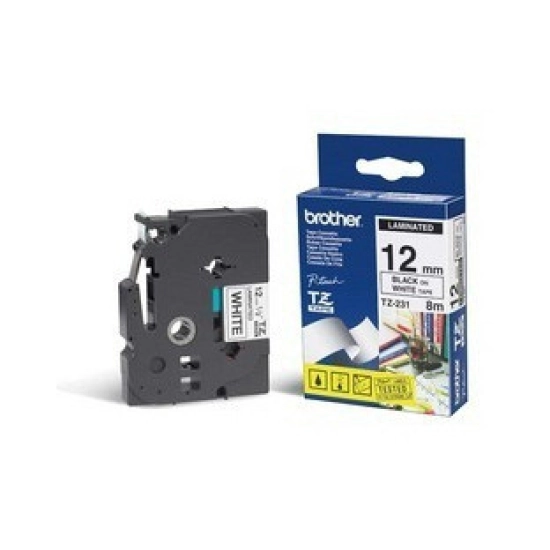 Traka BROTHER za P-touch, TZE231, 12mm, bijela/crna