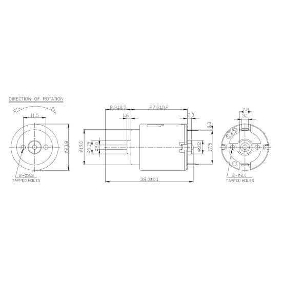 Motor 3 Vdc, 300mA, 14200rpm (1.5-3Vdc)