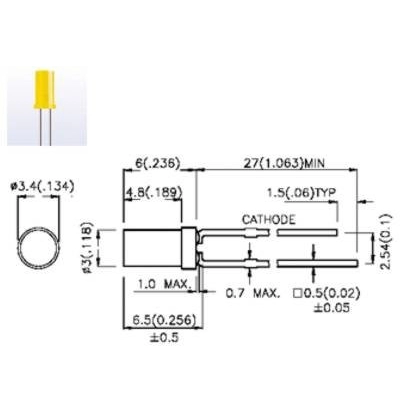 OPTO V 323 PA (okrugla 3mm žuta  )      - Opto elektronika