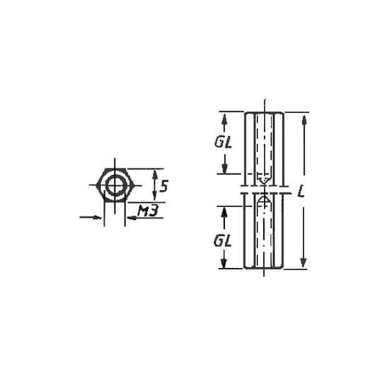 ODSTOJNIK Ž-Ž  M3 x 20 mm