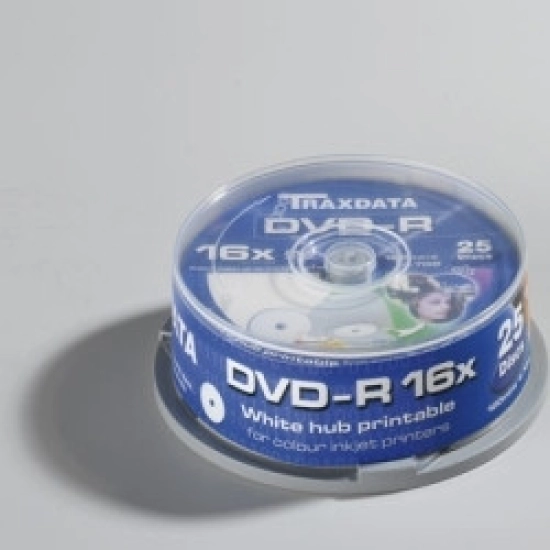 Medij DVD-R TRAXDATA 16x, 4.7GB, Printable, spindle 25 komada Medij DVD-R TRAXDATA 16x, 4.7GB, Printable, spindle 25 komada