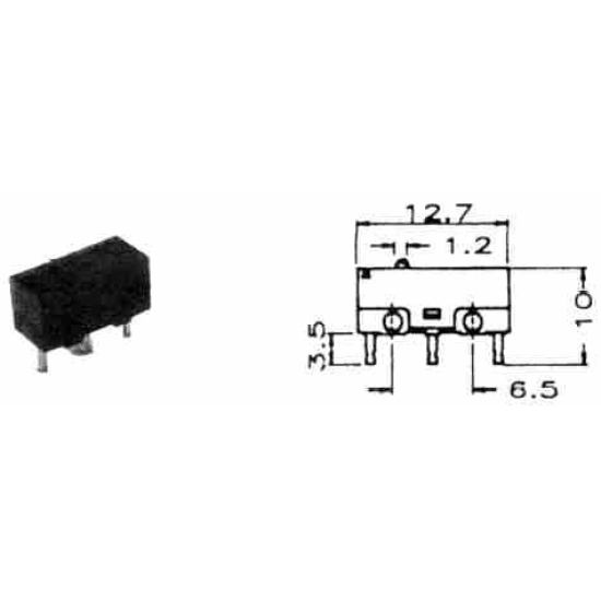 MIKROPREKIDAČ MINI 13*6 mm ,100mA, 30V DC, Omron D2F MIKROPREKIDAČ MINI 13*6 mm ,100mA, 30V DC, Omron D2F