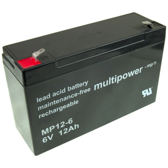 Baterija akumulatorska MULTIPOWER MP12-6, 6V, 12 Ah, 151x50x94 mm