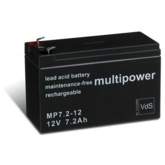 Baterija akumulatorska MULTIPOWER MP7,2 -12B 12V 7.2Ah F6.3 151x65x94 mm Baterija akumulatorska MULTIPOWER MP7,2 -12B 12V 7.2Ah F6.3 151x65x94 mm