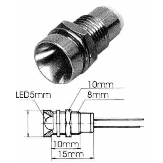 DRŽAČ ZA LED, METALNI, 5mm KONKAVNI CHROM